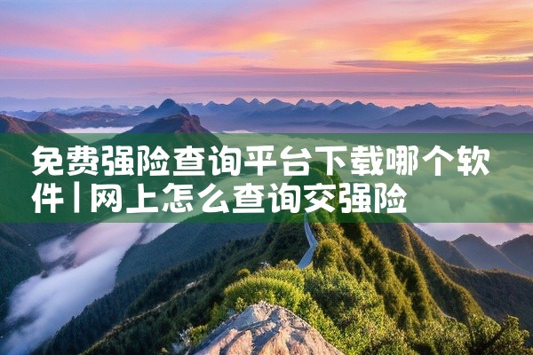 免费强险查询平台下载哪个软件